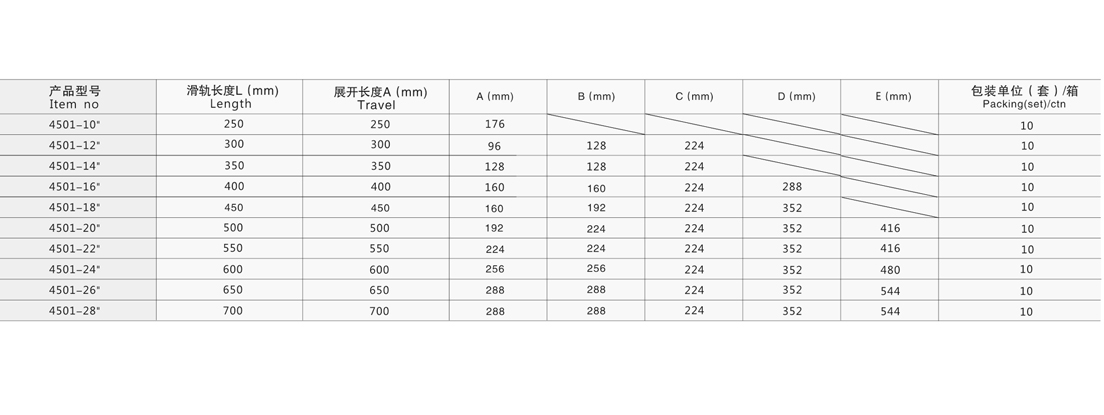 4501三節鋼珠滑軌